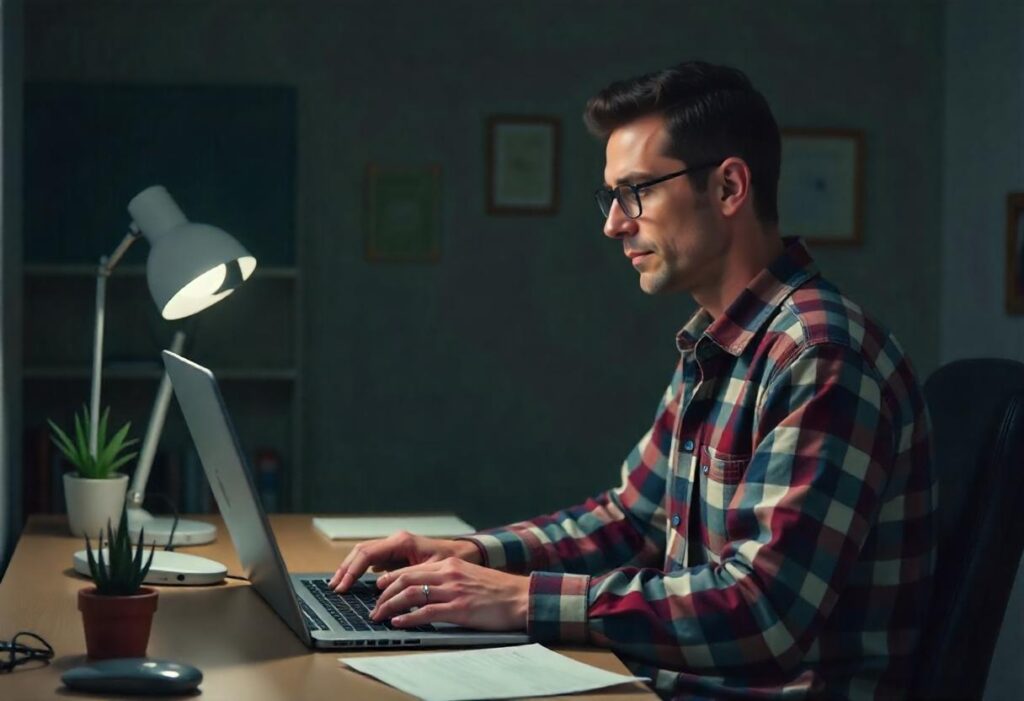 Webmaster working on a website