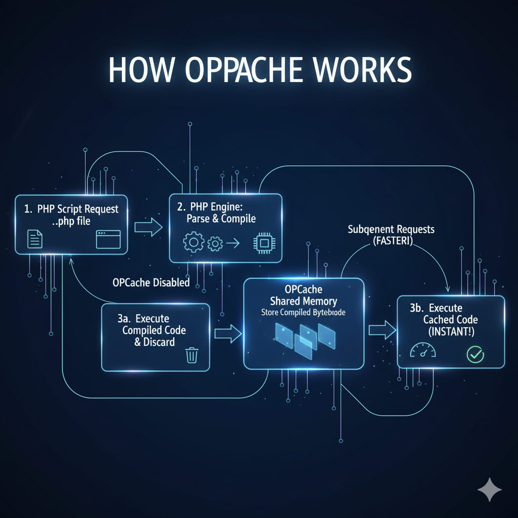 OPcache caching workflow for faster PHP execution